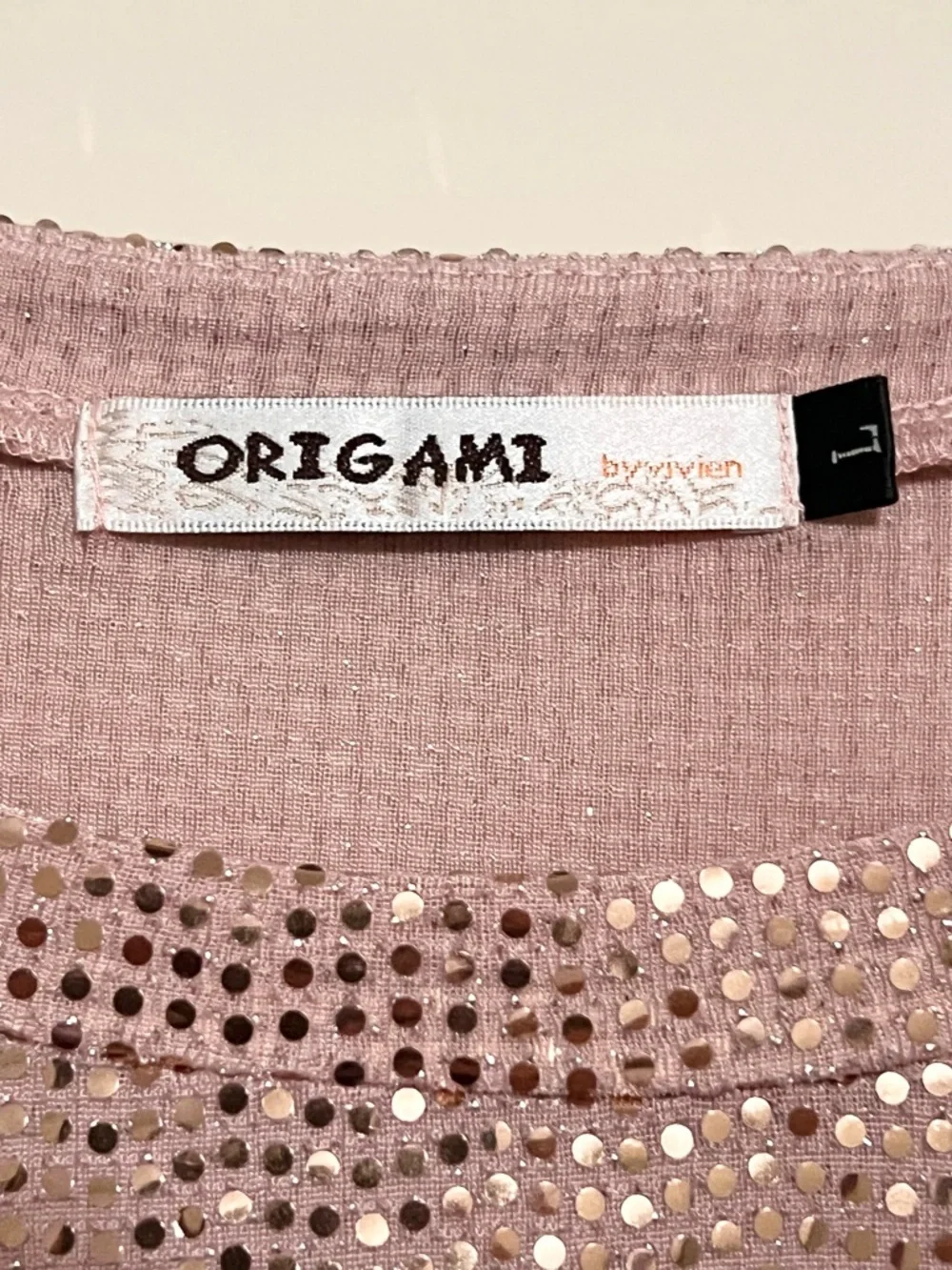 Origami Sequin Blush Pink Mini Dress with Sheer Sleeves - Picture 2 of 9
